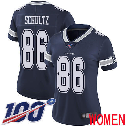 Women Dallas Cowboys Limited Navy Blue Dalton Schultz Home #86 100th Season Vapor Untouchable NFL Jersey